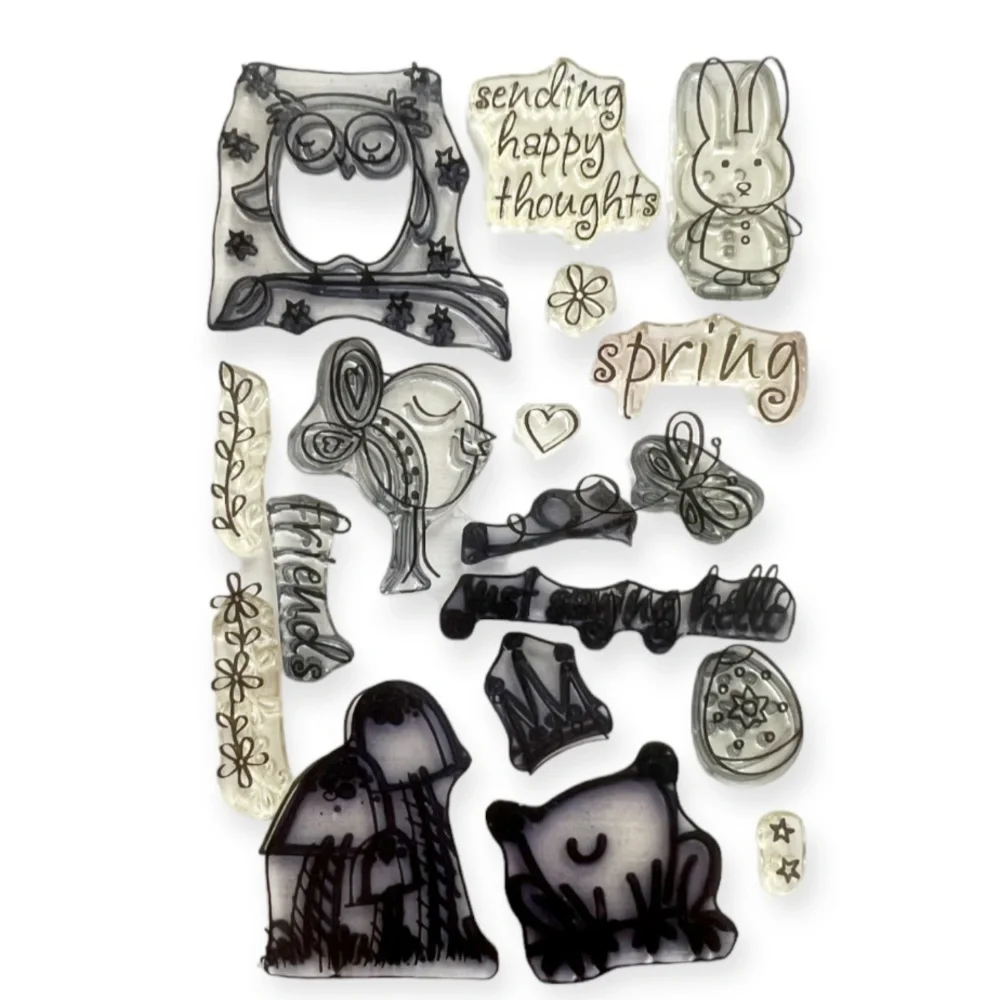 Hero Arts Set of 2 Cling Stamp Sets Woodland Animals CL261 Sending Happy CL305